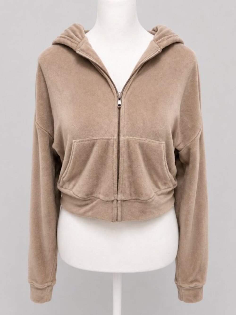 SKIMS Women’s Medium Velour Zip-Up Cropped Hoodie Dusk Pink